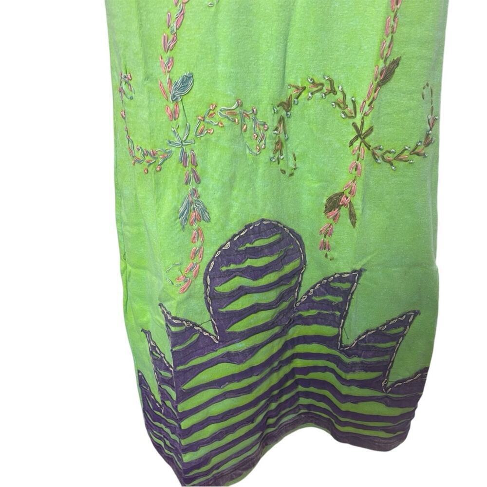 KPC 100% Cotton Embroidered 90's Y2K Patchwork Dress, Boho Hippie Free Spirit M - Picture 2 of 7